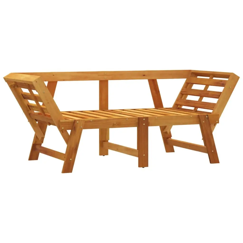 Garden Bench Outdoor Use Acacia Wood 2-in-1 Convertible Day Bed with Cushions