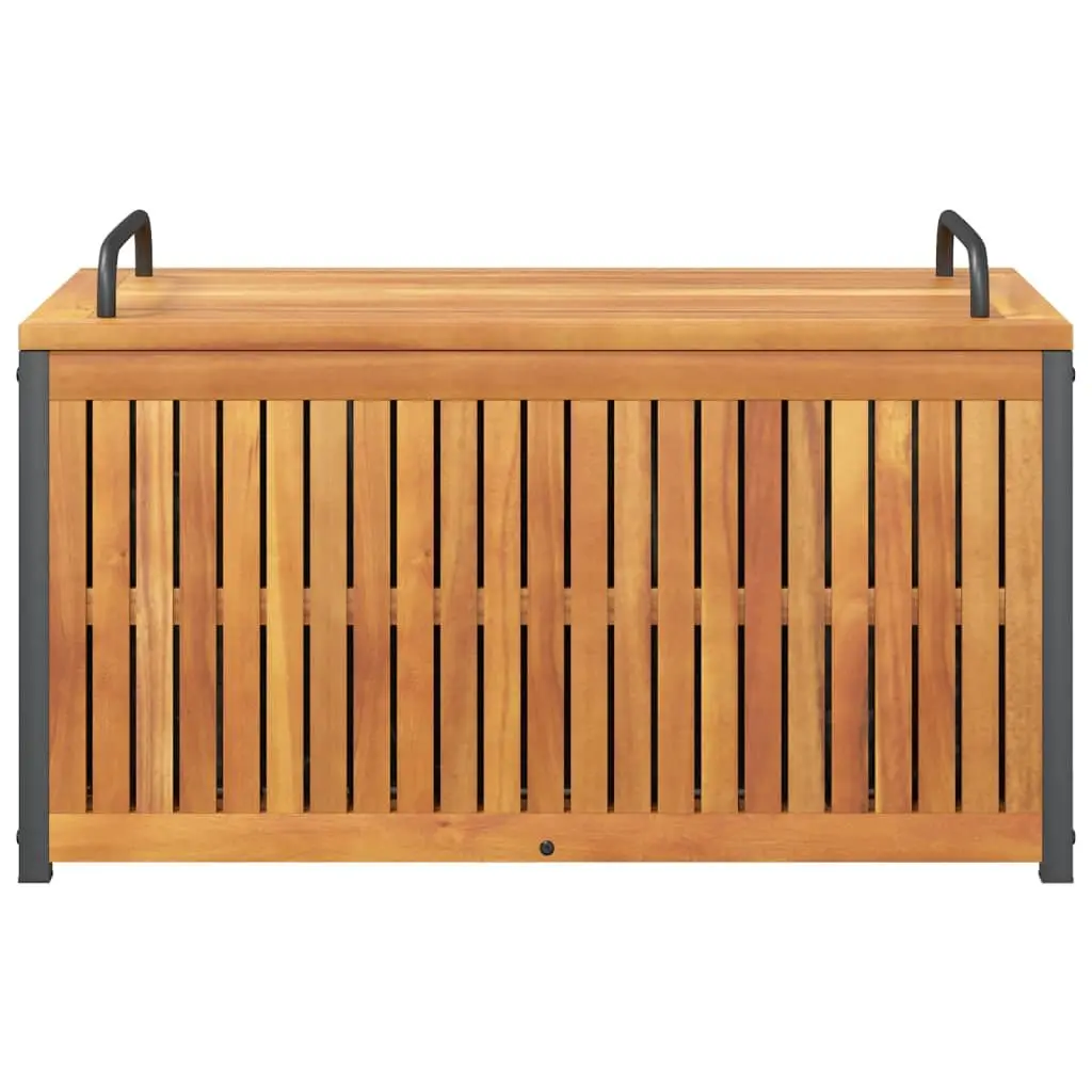 Outdoor Cushion Box 85x45x45/53 cm Garden Storage Bench Acacia Wood Steel Handle