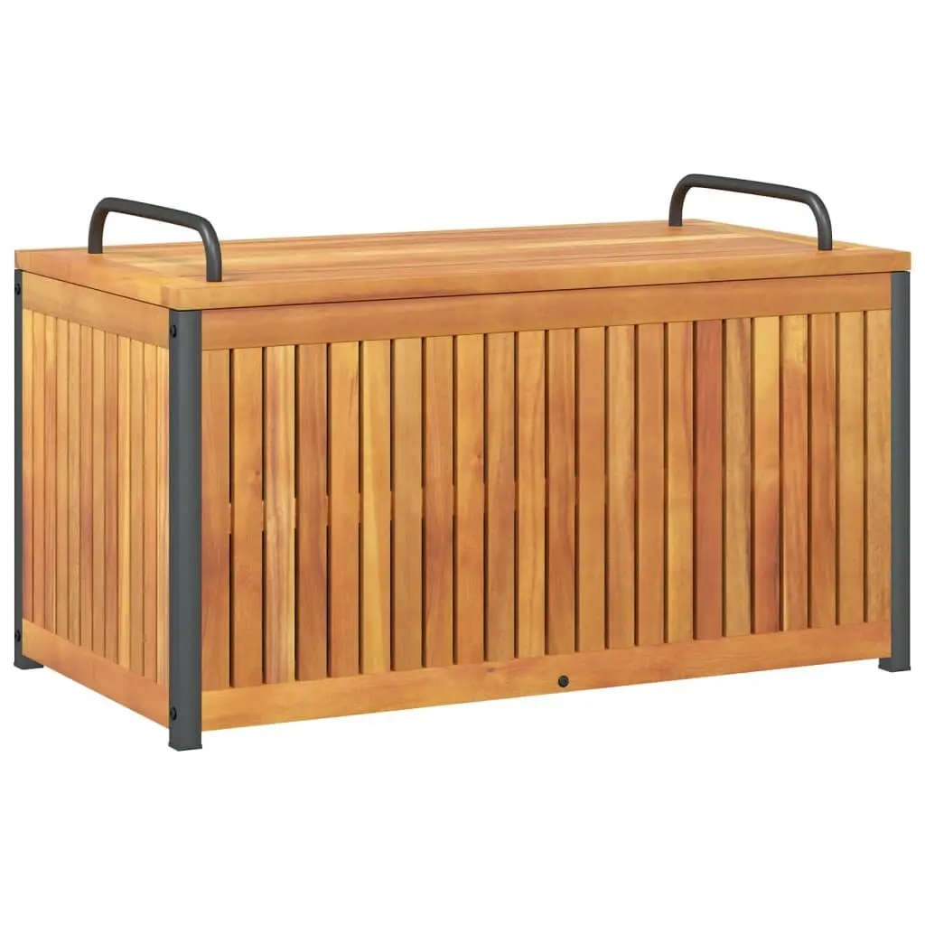 Outdoor Cushion Box 85x45x45/53 cm Garden Storage Bench Acacia Wood Steel Handle