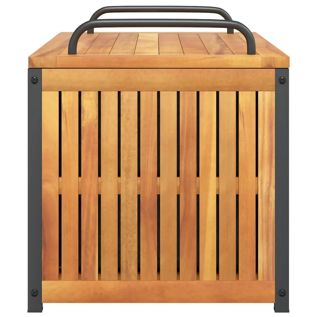 Outdoor Cushion Box 85x45x45/53 cm Garden Storage Bench Acacia Wood Steel Handle