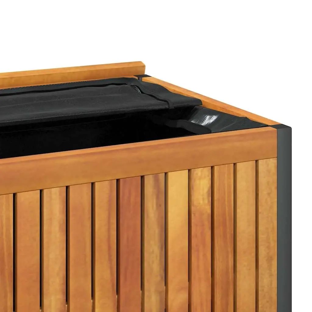 Outdoor Cushion Box 85x45x45/53 cm Garden Storage Bench Acacia Wood Steel Handle