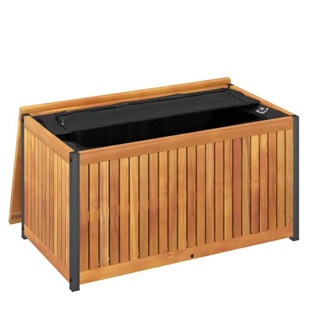 Outdoor Cushion Box 85x45x45/53 cm Garden Storage Bench Acacia Wood Steel Handle