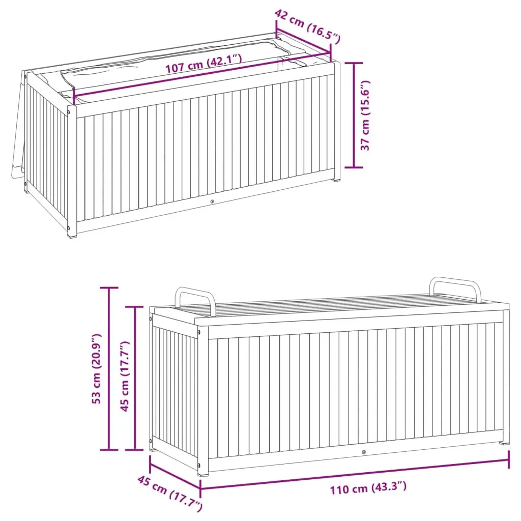 Outdoor Cushion Storage Box 110x45x42/53cm