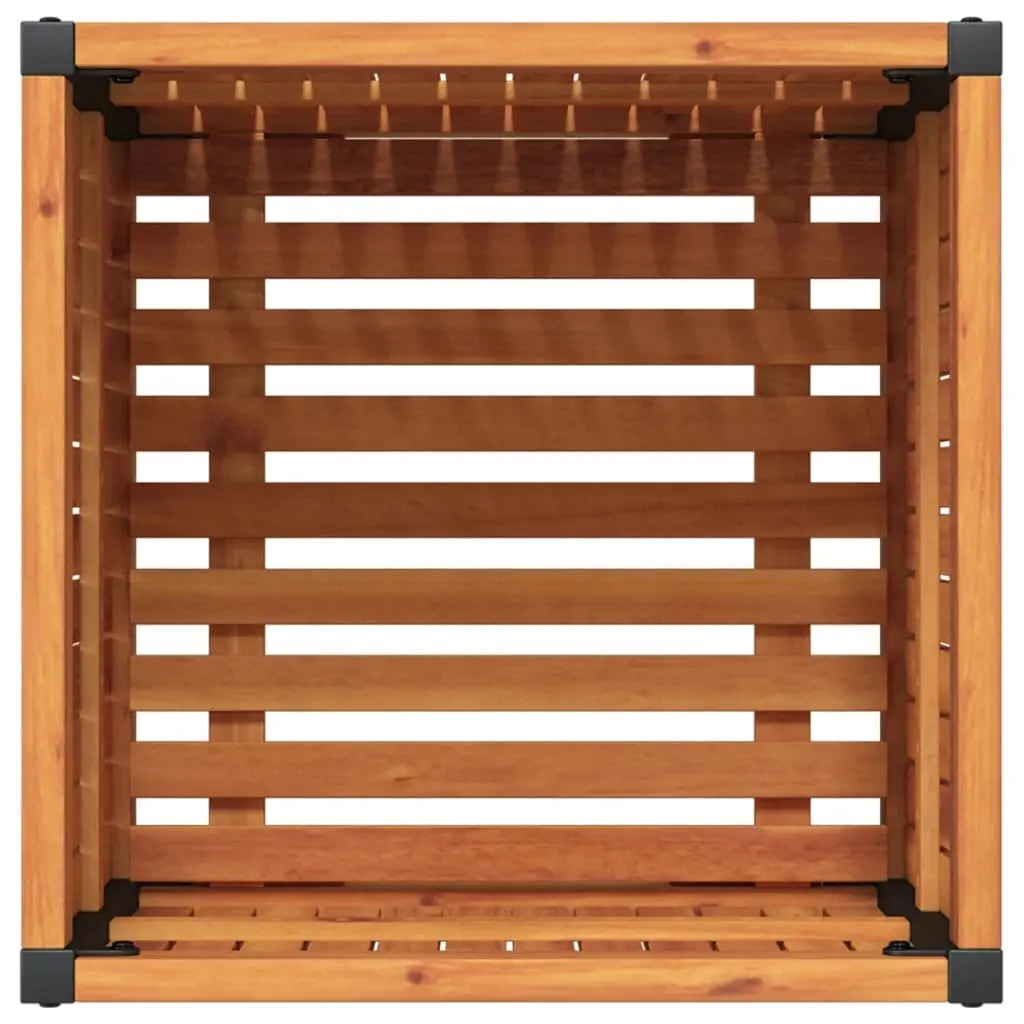 Garden Planter Box 45x45x44 cm Solid Wood Acacia Steel Frame Flower Pot