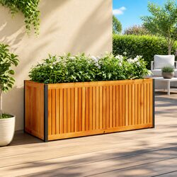 Garden Planter Box: 110x45x44cm in Solid Acacia Wood