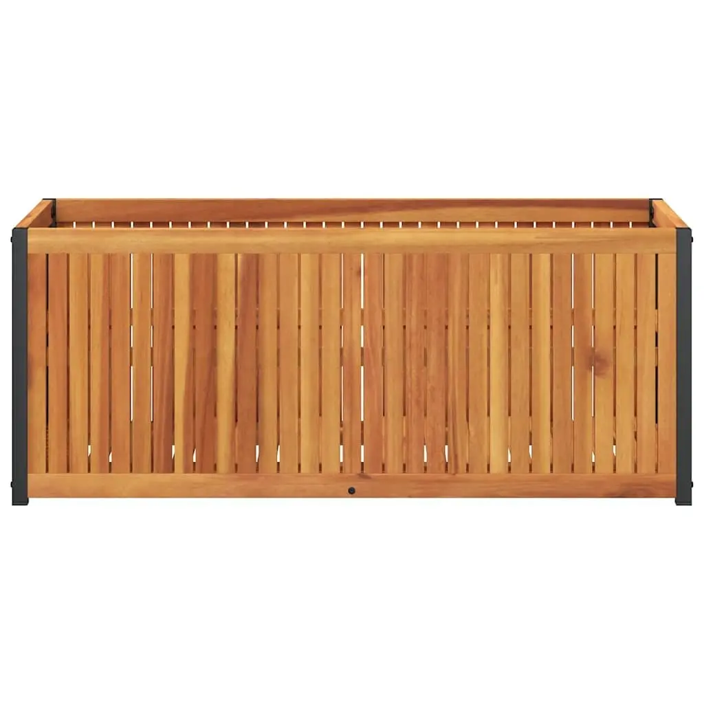 Garden Planter Box Outdoor 110x45x44cm Wooden Acacia Steel Frame