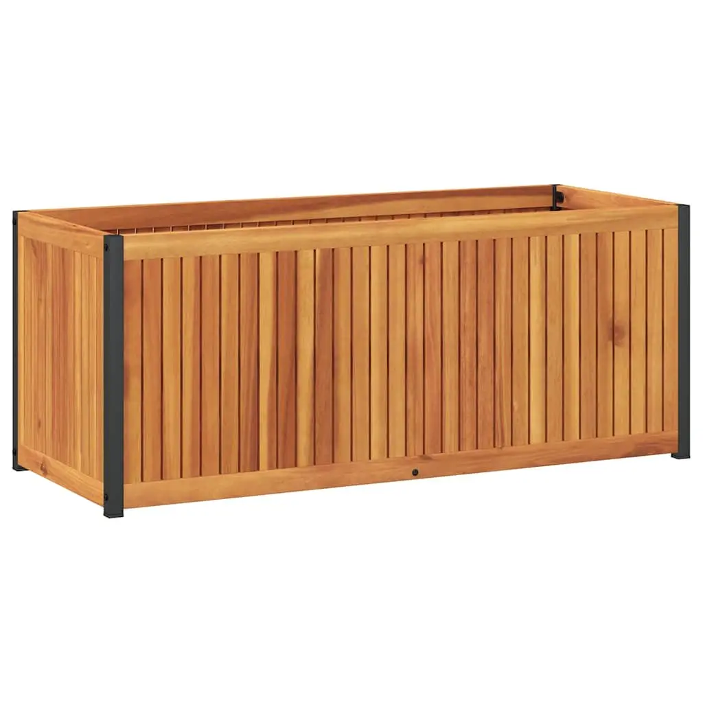Garden Planter Box Outdoor 110x45x44cm Wooden Acacia Steel Frame