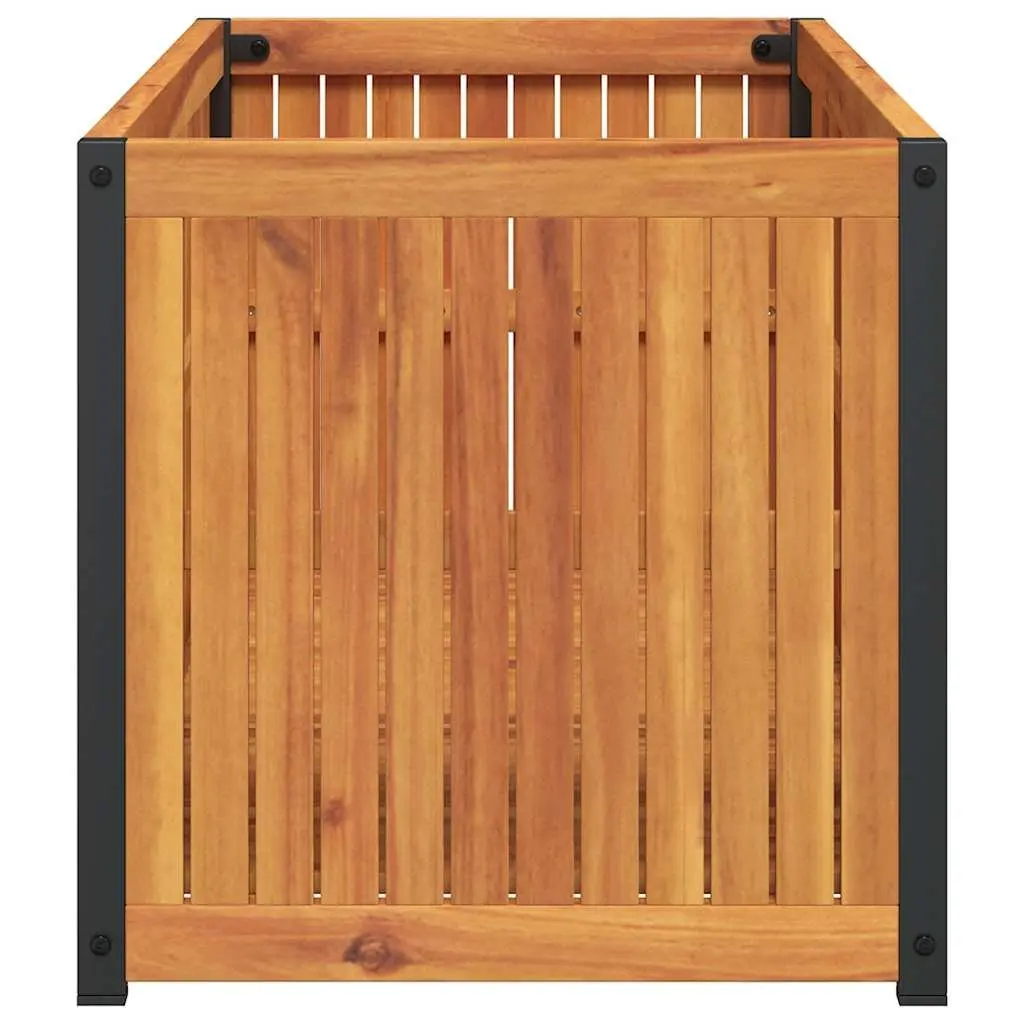Garden Planter Box Outdoor 110x45x44cm Wooden Acacia Steel Frame