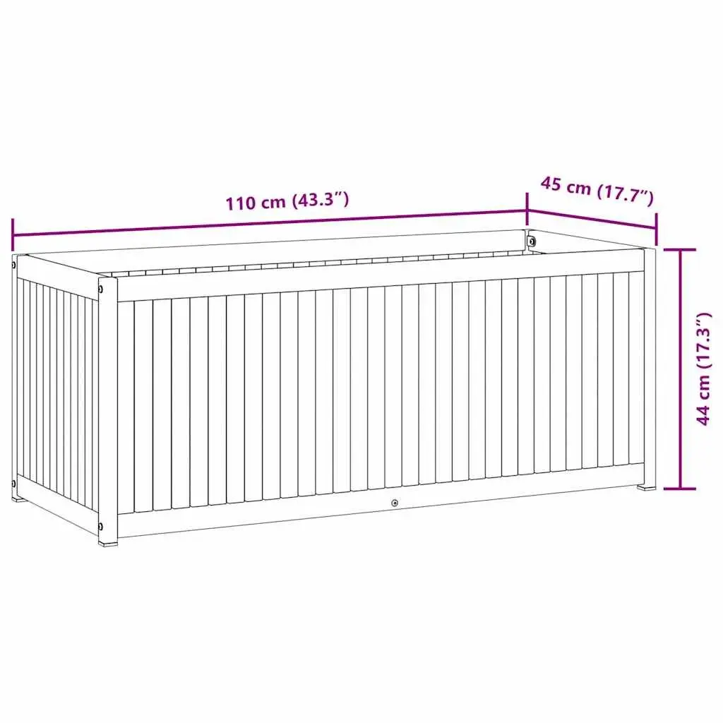 Garden Planter Box Outdoor 110x45x44cm Wooden Acacia Steel Frame