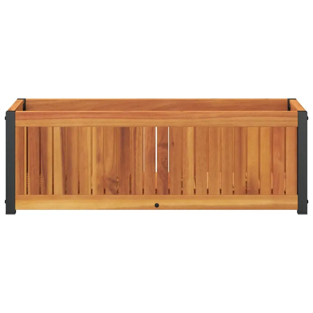 Garden Planter Box 80x30x27.5 cm Solid Wood Acacia Steel Frame Flower Pot