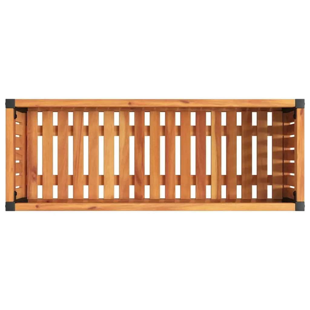 Garden Planter Box 80x30x27.5 cm Solid Wood Acacia Steel Frame Flower Pot