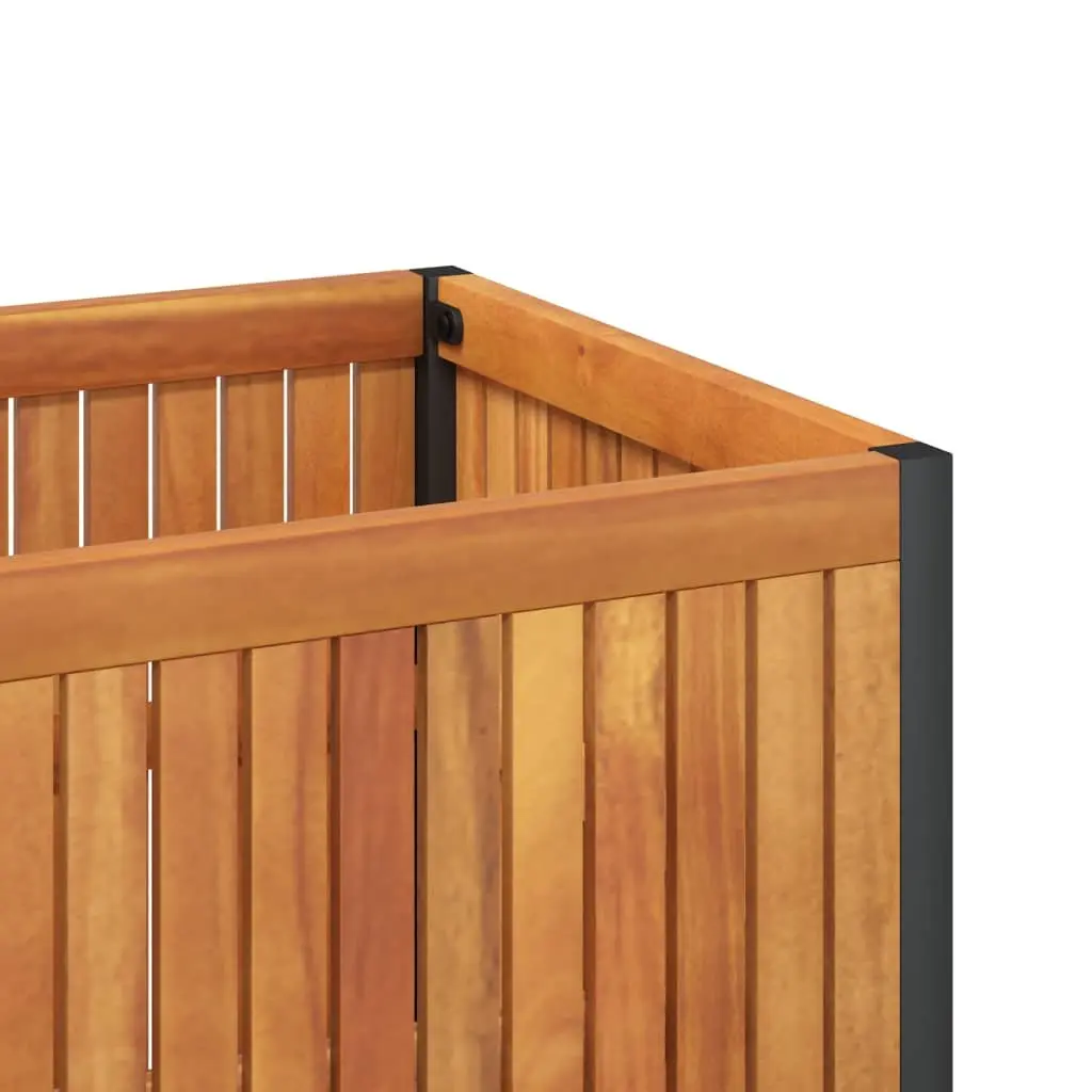 Garden Planter Box 80x30x27.5 cm Solid Wood Acacia Steel Frame Flower Pot