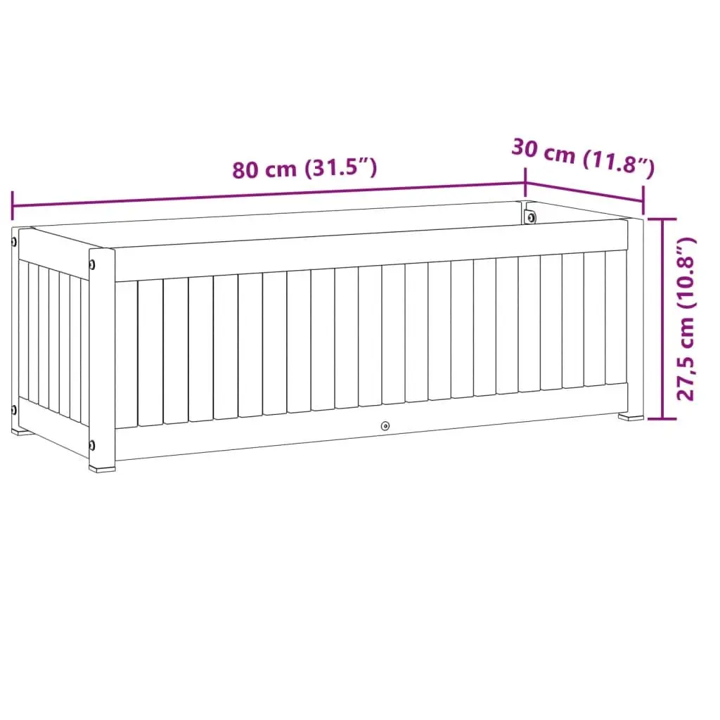 Garden Planter Box 80x30x27.5 cm Solid Wood Acacia Steel Frame Flower Pot