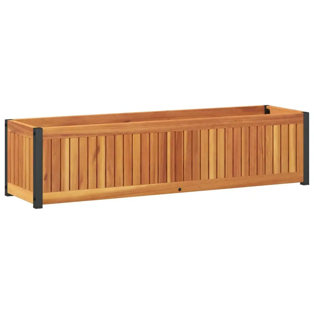 Garden Planter Box 110x30x27.5cm Wooden Raised Bed Flower Container Outdoor