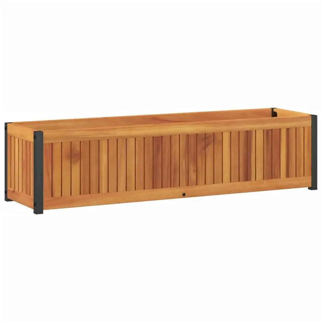 Garden Planter Box 110x30x27.5cm Wooden Raised Bed Flower Container Outdoor