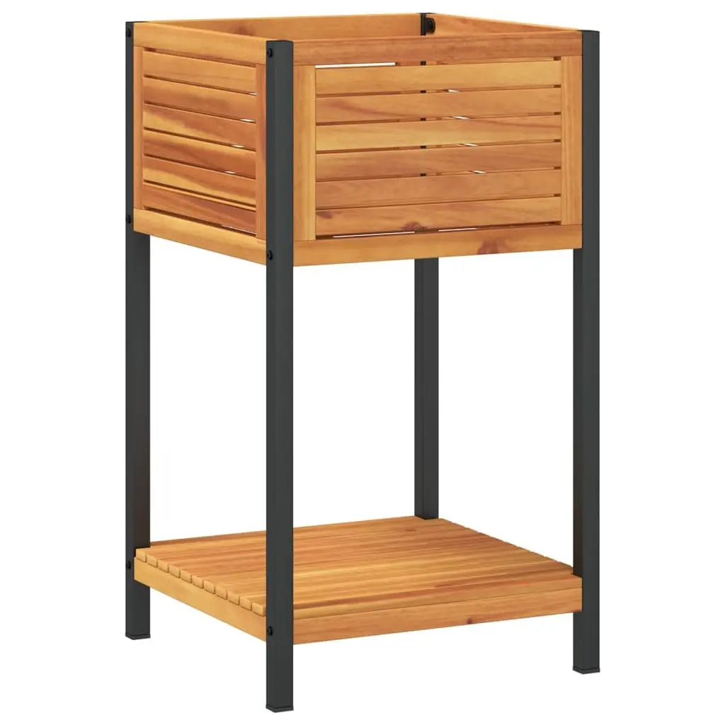 Garden Planter Indoor Outdoor Wooden Flower Box with Shelf 45 x 45 x 80 cm