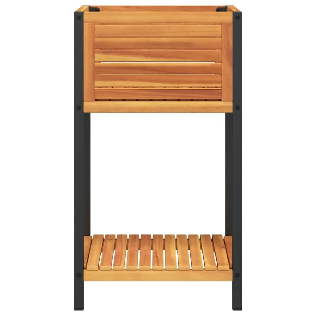 Garden Planter Indoor Outdoor Wooden Flower Box with Shelf 45 x 45 x 80 cm