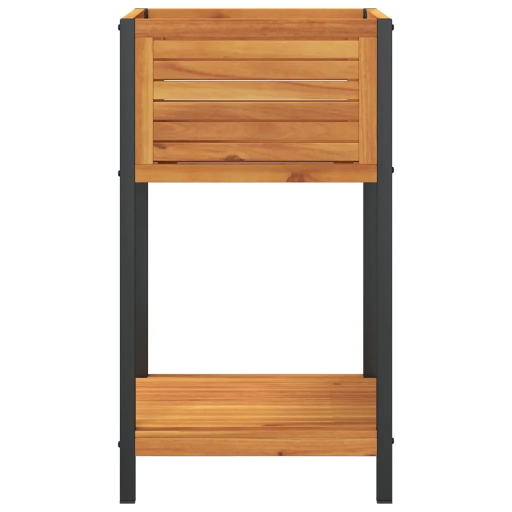 Garden Planter Indoor Outdoor Wooden Flower Box with Shelf 45 x 45 x 80 cm