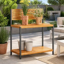 Garden Work Table 90x50x110cm Plant Potting Bench with Shelves Storage