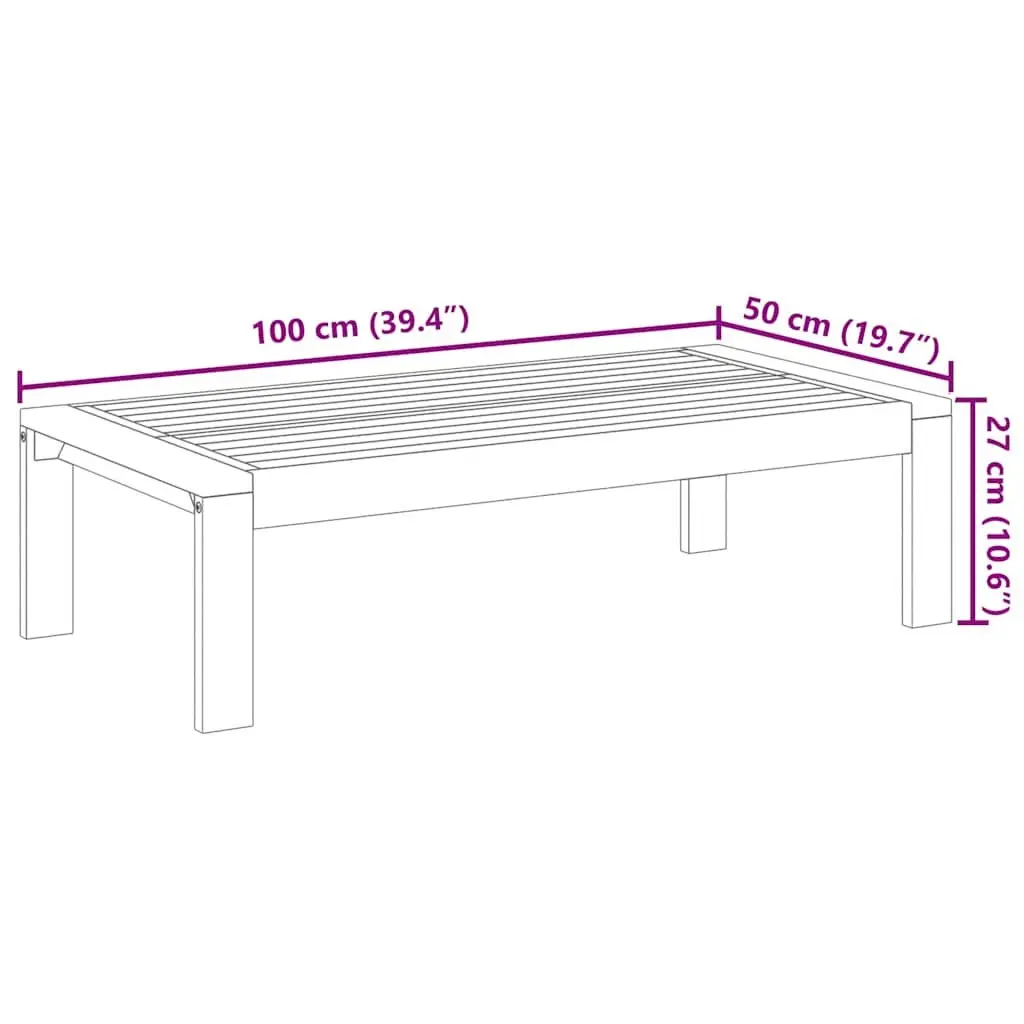 Outdoor Garden Table 100x50x27 cm Brown Solid Wood Acacia Patio Furniture