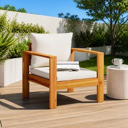 Dimensions: Acacia Wood Garden Chair with Brown Cushions