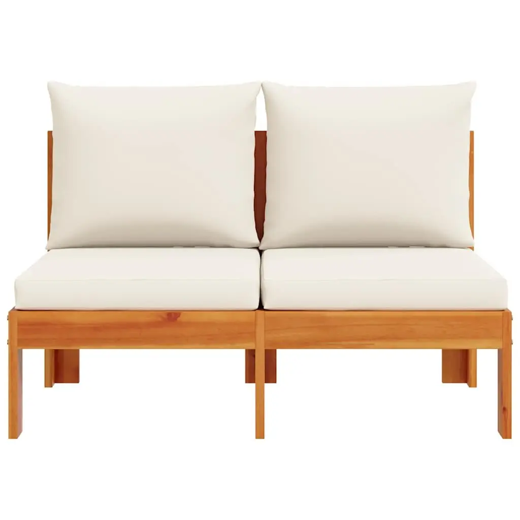 2-Seater Garden Sofa Outdoor Armless Solid Wood with Cushions