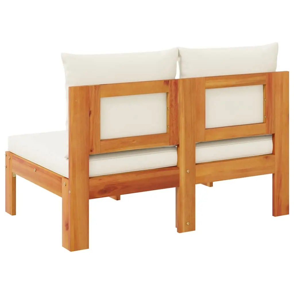 2-Seater Garden Sofa Outdoor Armless Solid Wood with Cushions