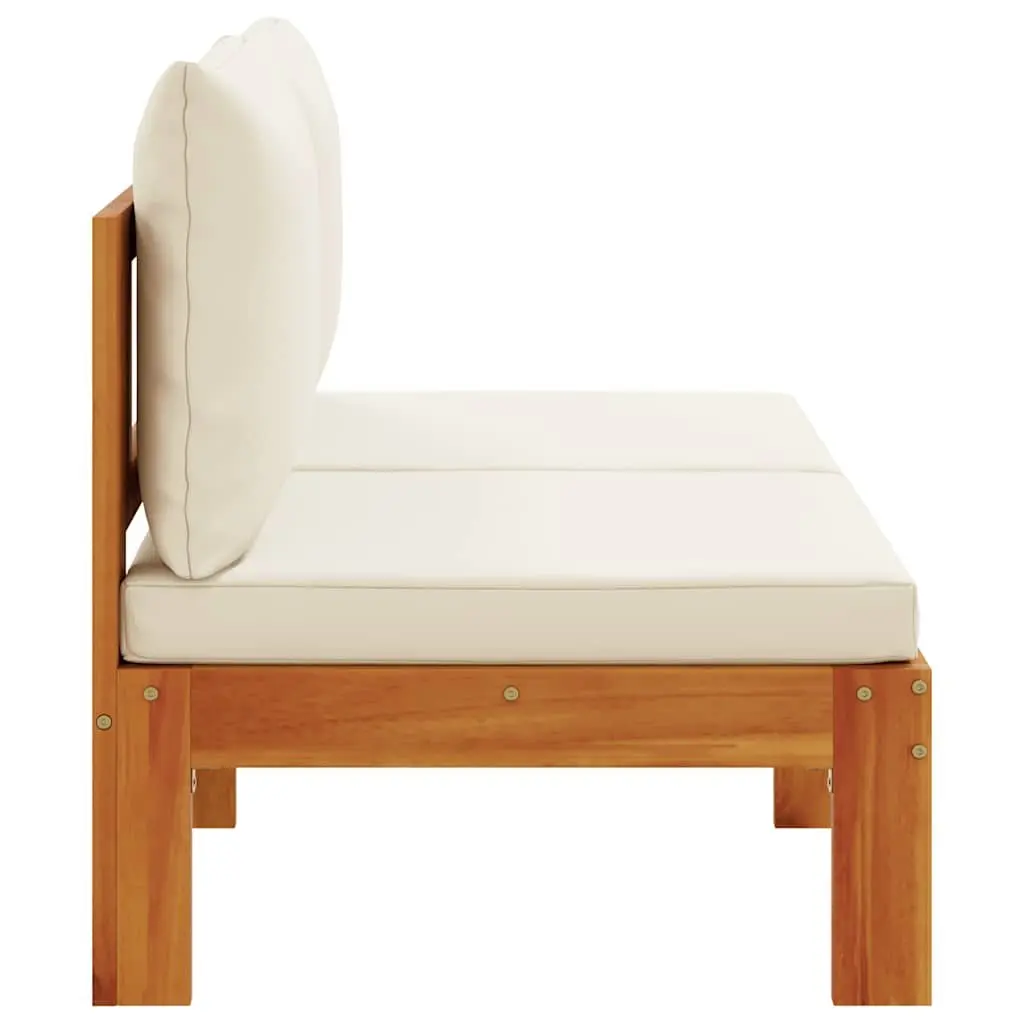 2-Seater Garden Sofa Outdoor Armless Solid Wood with Cushions