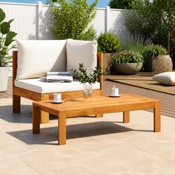 Outdoor Sectional Sofa Set 2 Piece Garden Furniture Brown Wooden Patio Seating