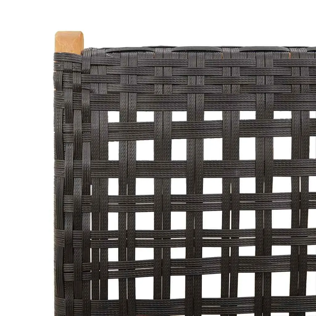 Outdoor Garden Chairs Set of 2 Black Folding Acacia Wood PE Rattan Patio Seating