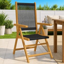Set of 2 Black Outdoor Garden Chairs with Reclining Feature