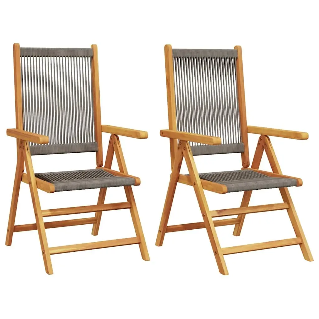 Garden Chairs Outdoor Seating 2 pcs Grey Foldable Reclining Patio