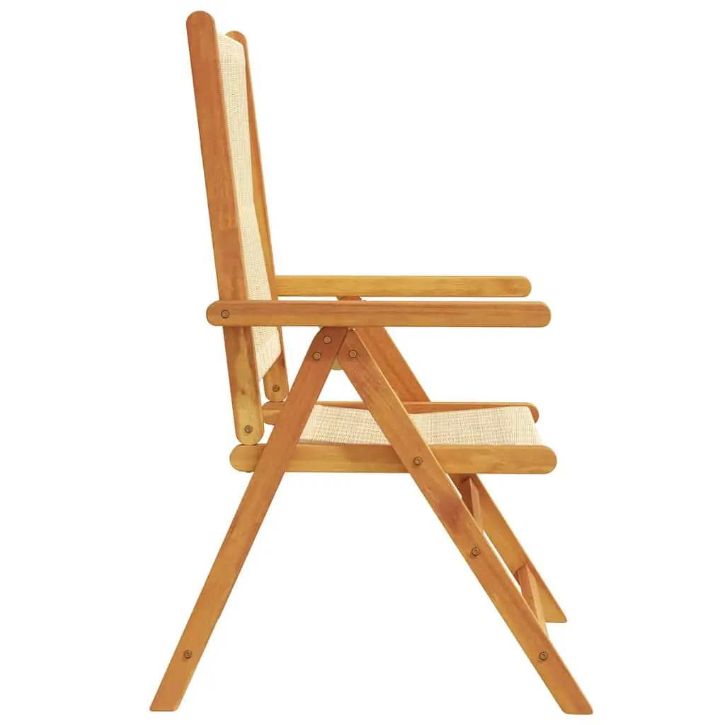 Outdoor Garden Chairs 2 Piece Beige Foldable Reclining Acacia Wood Patio Seating