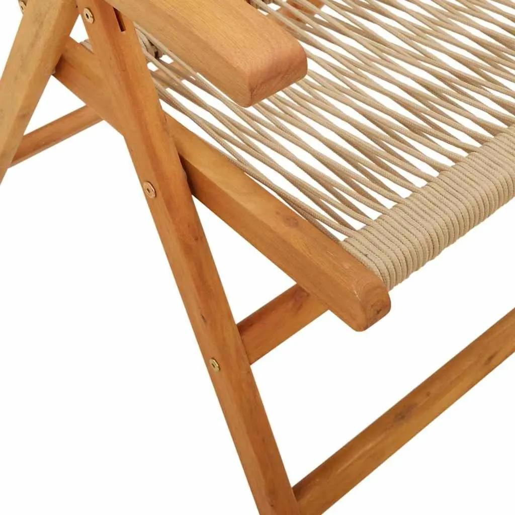 Outdoor Garden Chairs 2 Piece Beige Foldable Reclining Acacia Wood Patio Seating