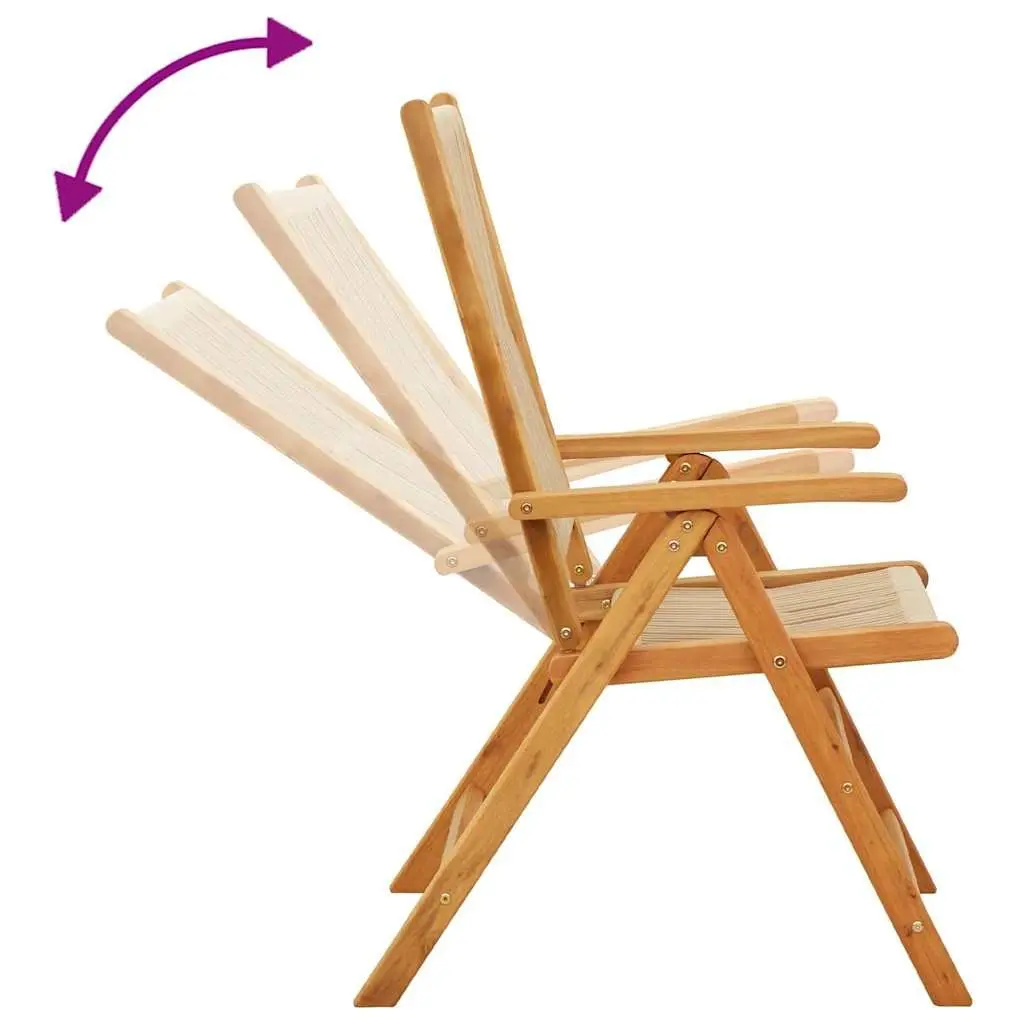 Outdoor Garden Chairs 2 Piece Beige Foldable Reclining Acacia Wood Patio Seating