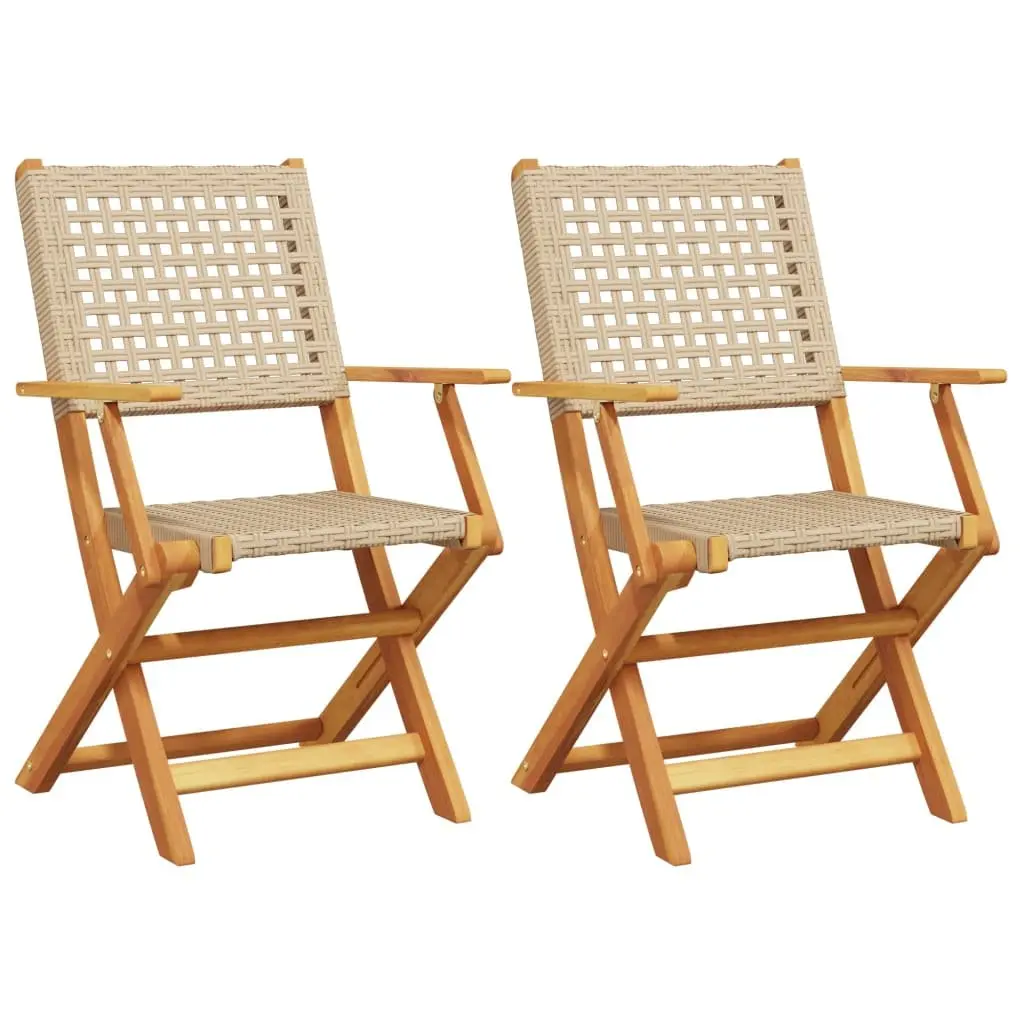 Beige Foldable Outdoor Chairs 2 pcs
