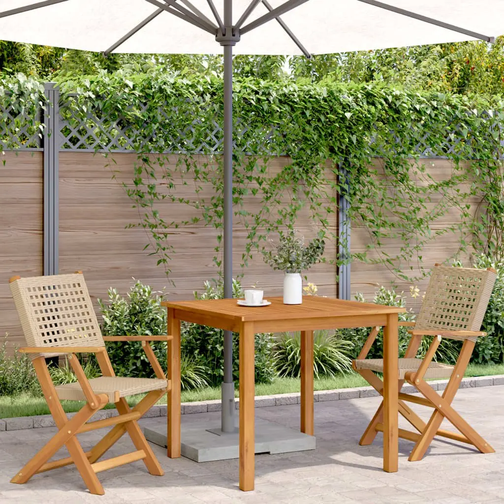 Beige Foldable Outdoor Chairs 2 pcs