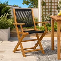 Folding Wooden Outdoor Chairs Set of 2 in Black