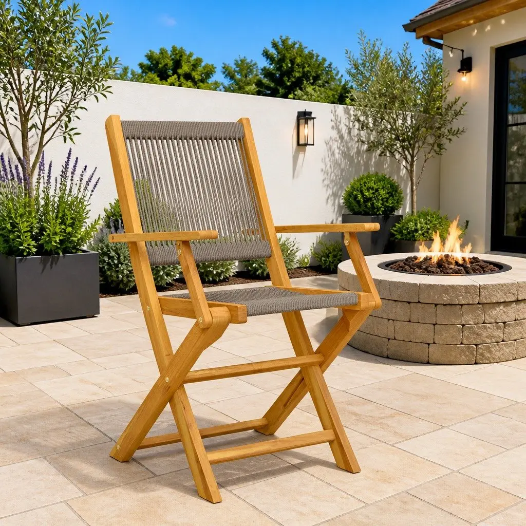 Outdoor Garden Chairs 2 pcs Grey Folding Wooden Seating Patio Furniture