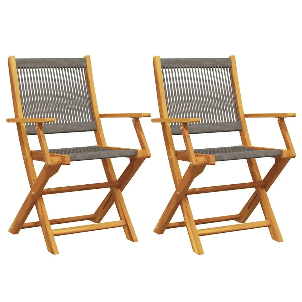 Outdoor Garden Chairs 2 pcs Grey Folding Wooden Seating Patio Furniture