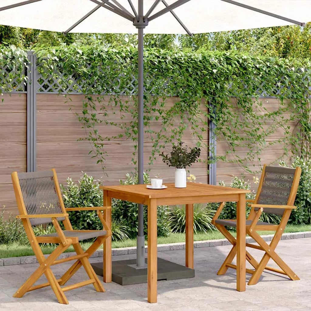 Outdoor Garden Chairs 2 pcs Grey Folding Wooden Seating Patio Furniture