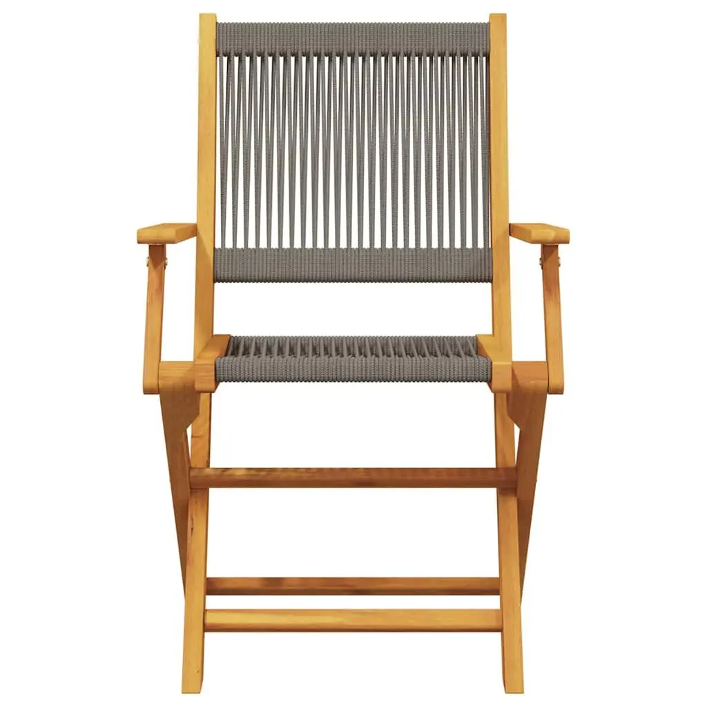 Outdoor Garden Chairs 2 pcs Grey Folding Wooden Seating Patio Furniture