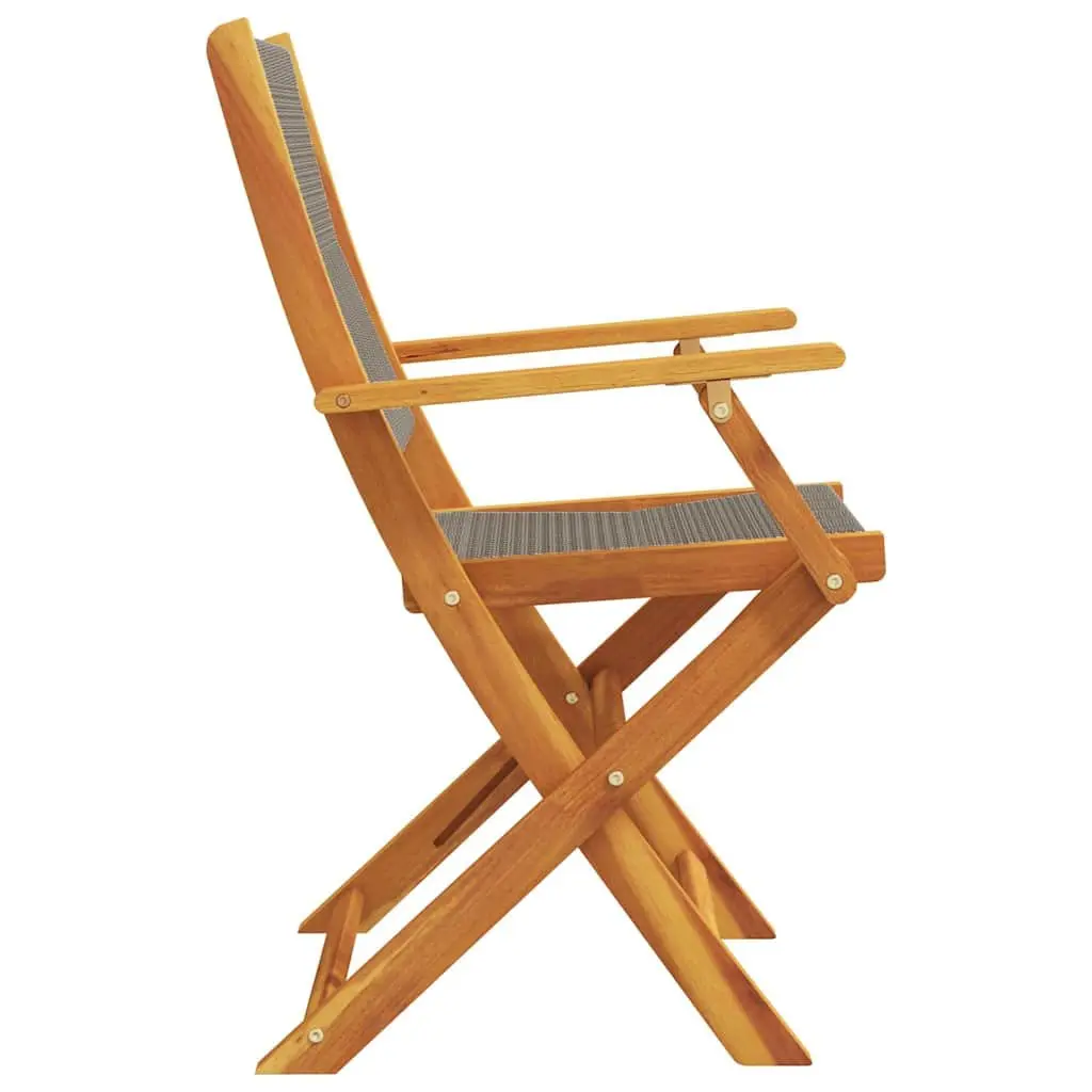 Outdoor Garden Chairs 2 pcs Grey Folding Wooden Seating Patio Furniture