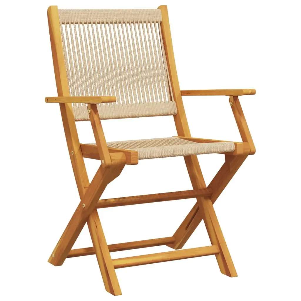 Garden Chairs 2 Pcs Beige Outdoor Seating Acacia Wood Folding Portable Design