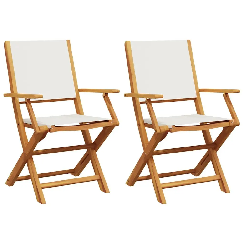 Outdoor Garden Chairs 2 Piece Set Folding White Wooden Seating Patio Furniture
