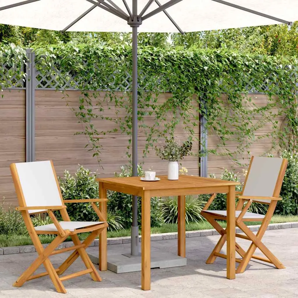Outdoor Garden Chairs 2 Piece Set Folding White Wooden Seating Patio Furniture