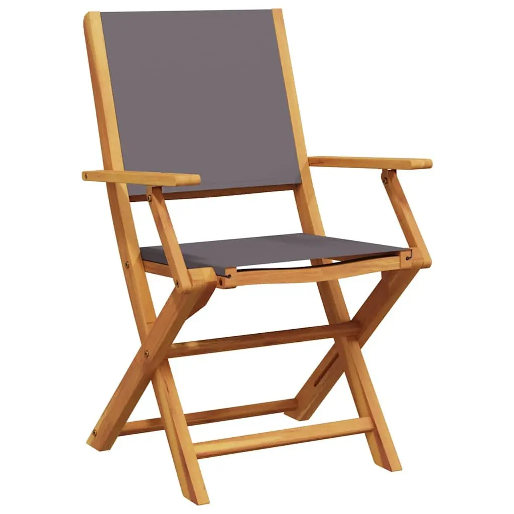 Outdoor Chairs Set of 2 Garden Folding Anthracite Solid Wood Acacia