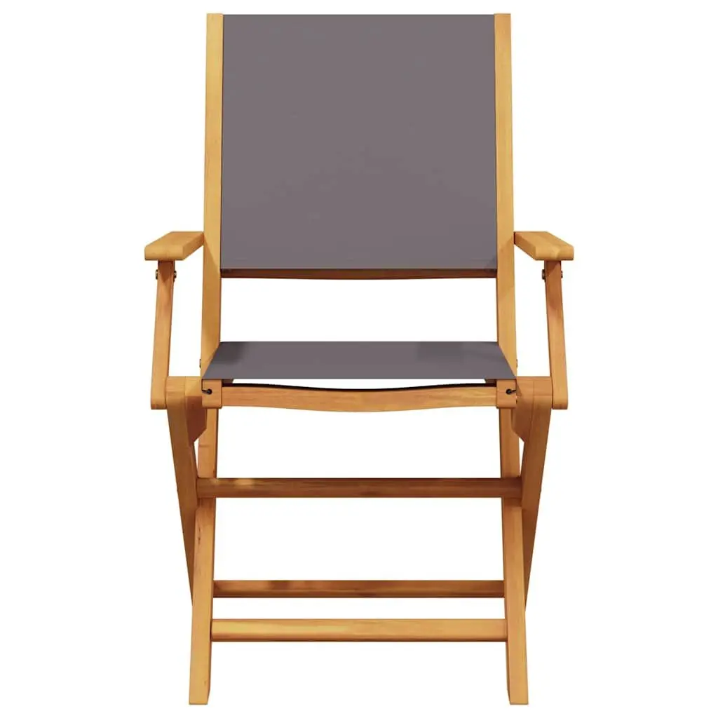 Outdoor Chairs Set of 2 Garden Folding Anthracite Solid Wood Acacia