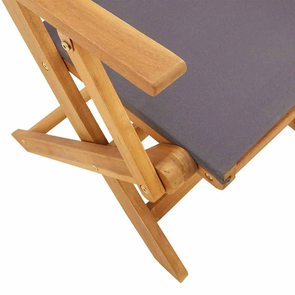Outdoor Chairs Set of 2 Garden Folding Anthracite Solid Wood Acacia