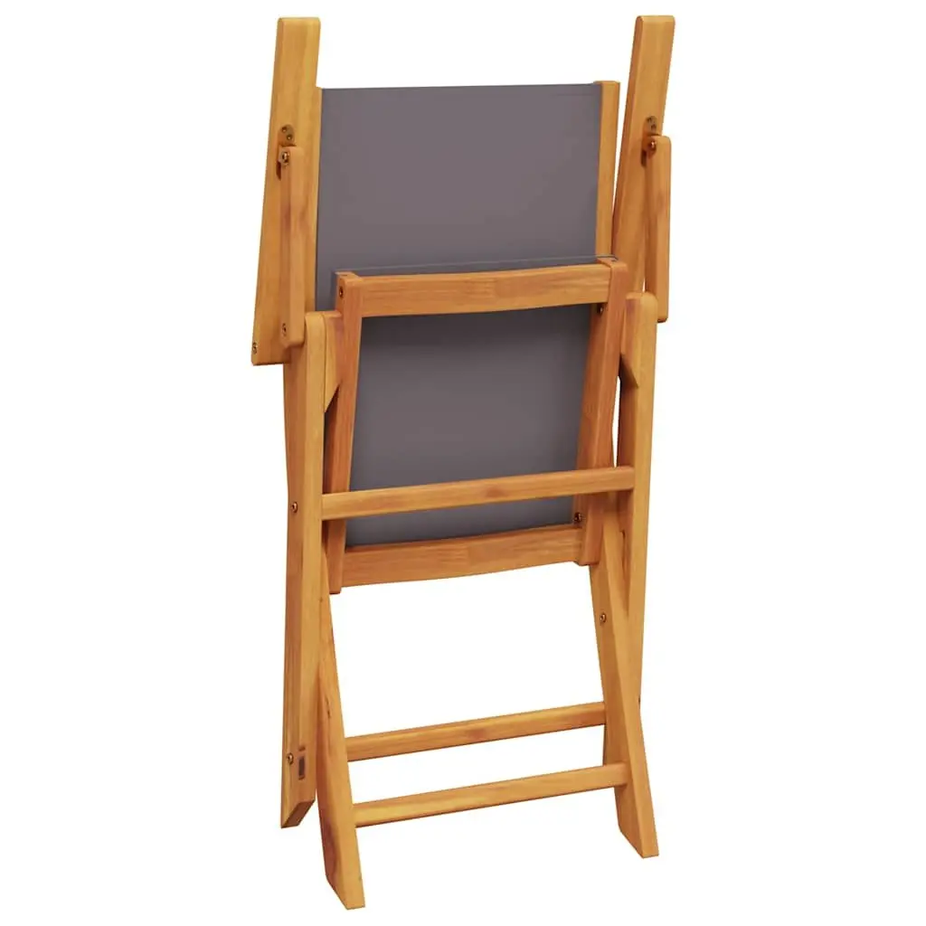 Outdoor Chairs Set of 2 Garden Folding Anthracite Solid Wood Acacia